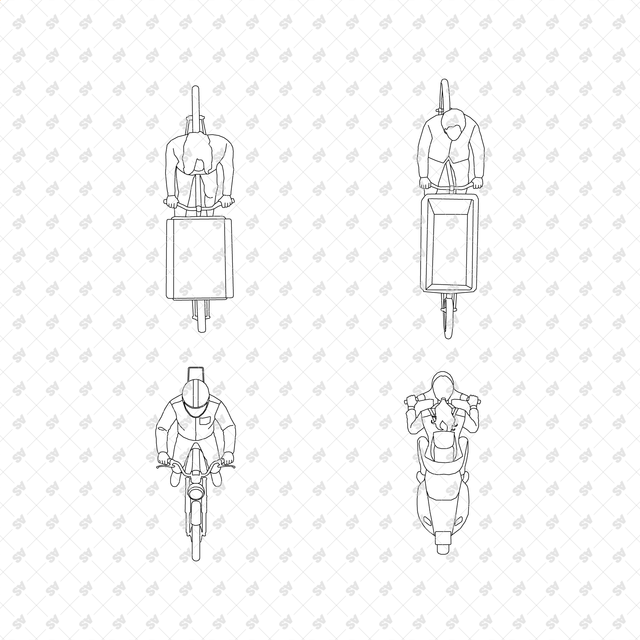 CAD, Vector, PNG Vehicles and Riders in Top View