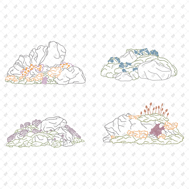 CAD, Vector, PNG Rockscapes in Color and B/W