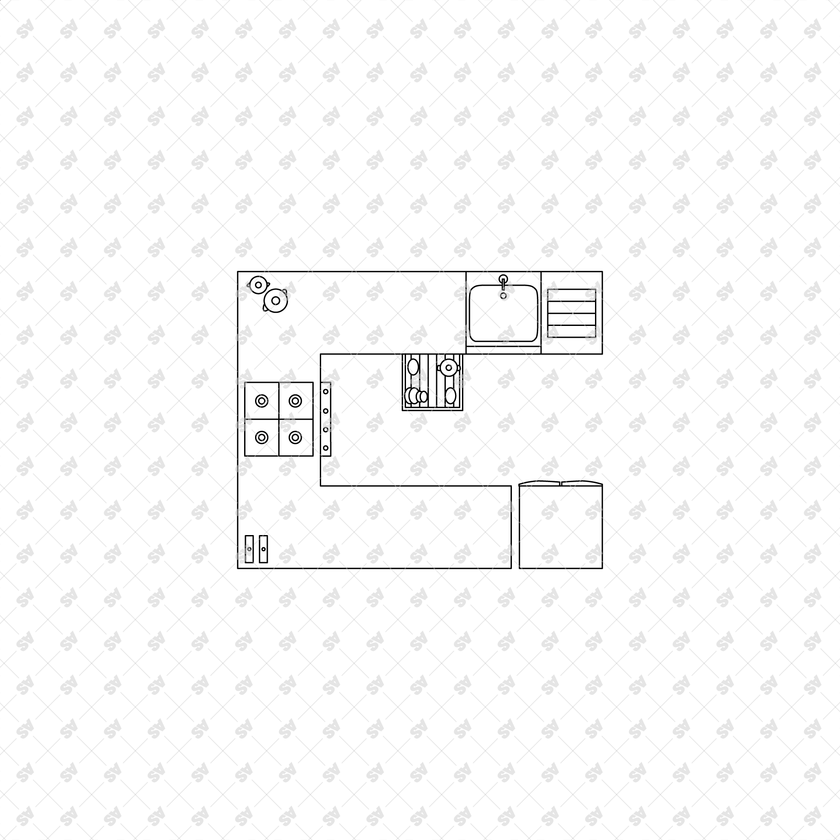 CAD, Vector Kitchens in Top View Layouts – Studio Alternativi