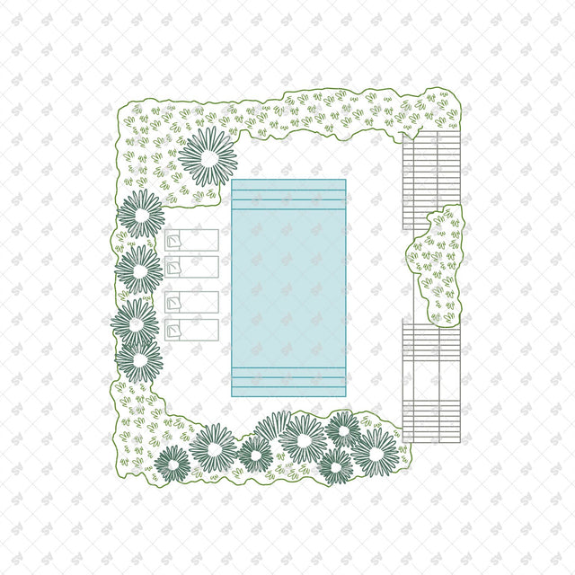 CAD, Vector, PNG Swimming Pools in Top View in Color and B/W