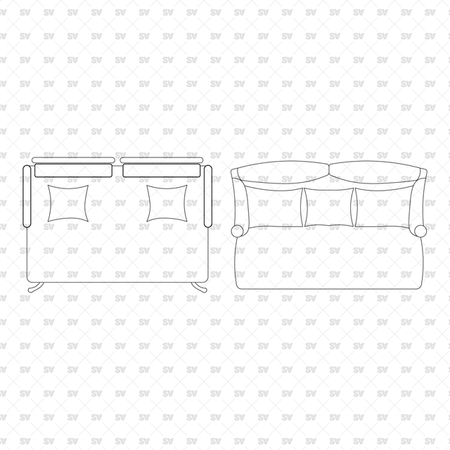 CAD, Vector, PNG Furniture in Top View