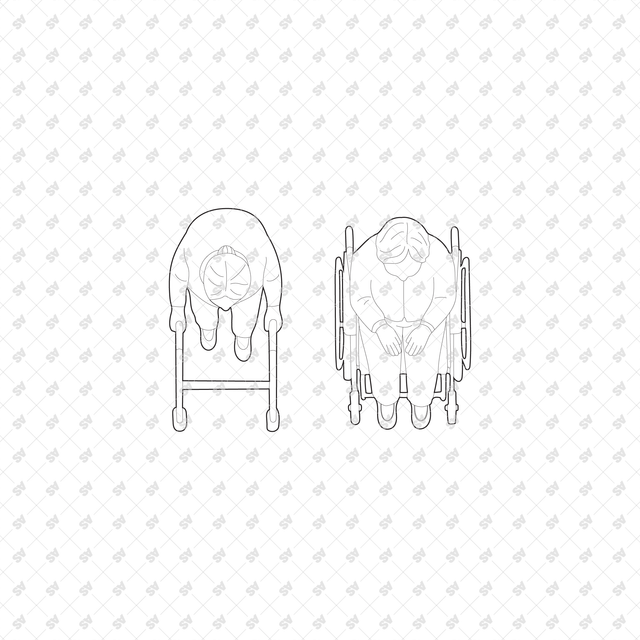 CAD, Vector, PNG Senior Living Characters Top View