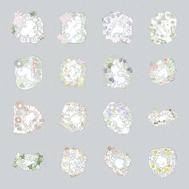 CAD, Vector, PNG Ponds Landscapes in Top View in Color and B/W