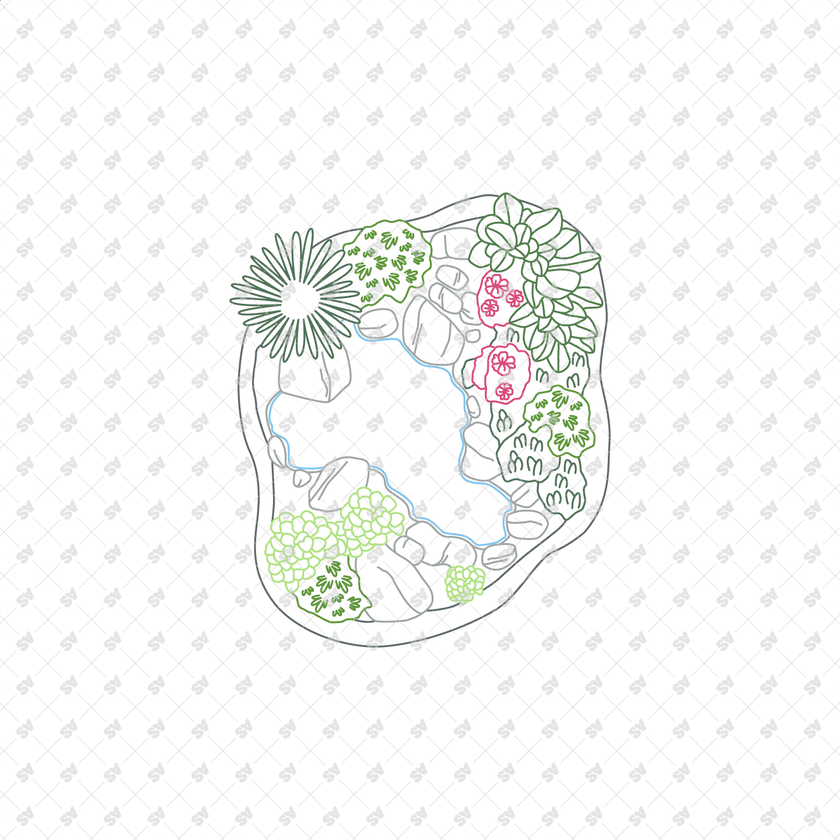 CAD Vector PNG Ponds Landscapes in Top View in Color and B/W – Studio ...