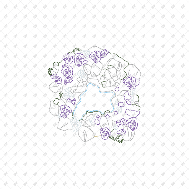 CAD, Vector, PNG Ponds Landscapes in Top View in Color and B/W