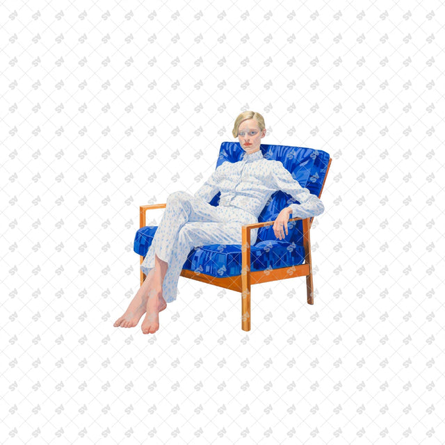 PNG Post Digital Collage Characters sitting on a Chair or on a Stool chair