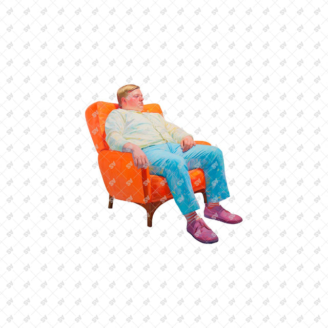 PNG Post Digital Collage Characters sitting on a Chair or on a Stool chair