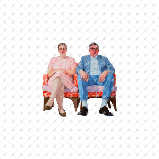 PNG Post Digital Collage Characters sitting on a Chair or on a Stool chair