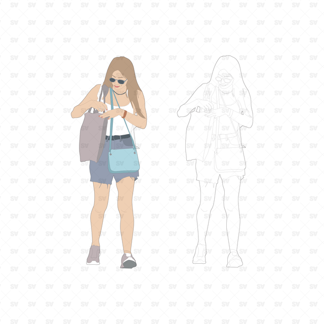 Vector and PNG Human Figures, Colored and Outline Set (24 Figures)