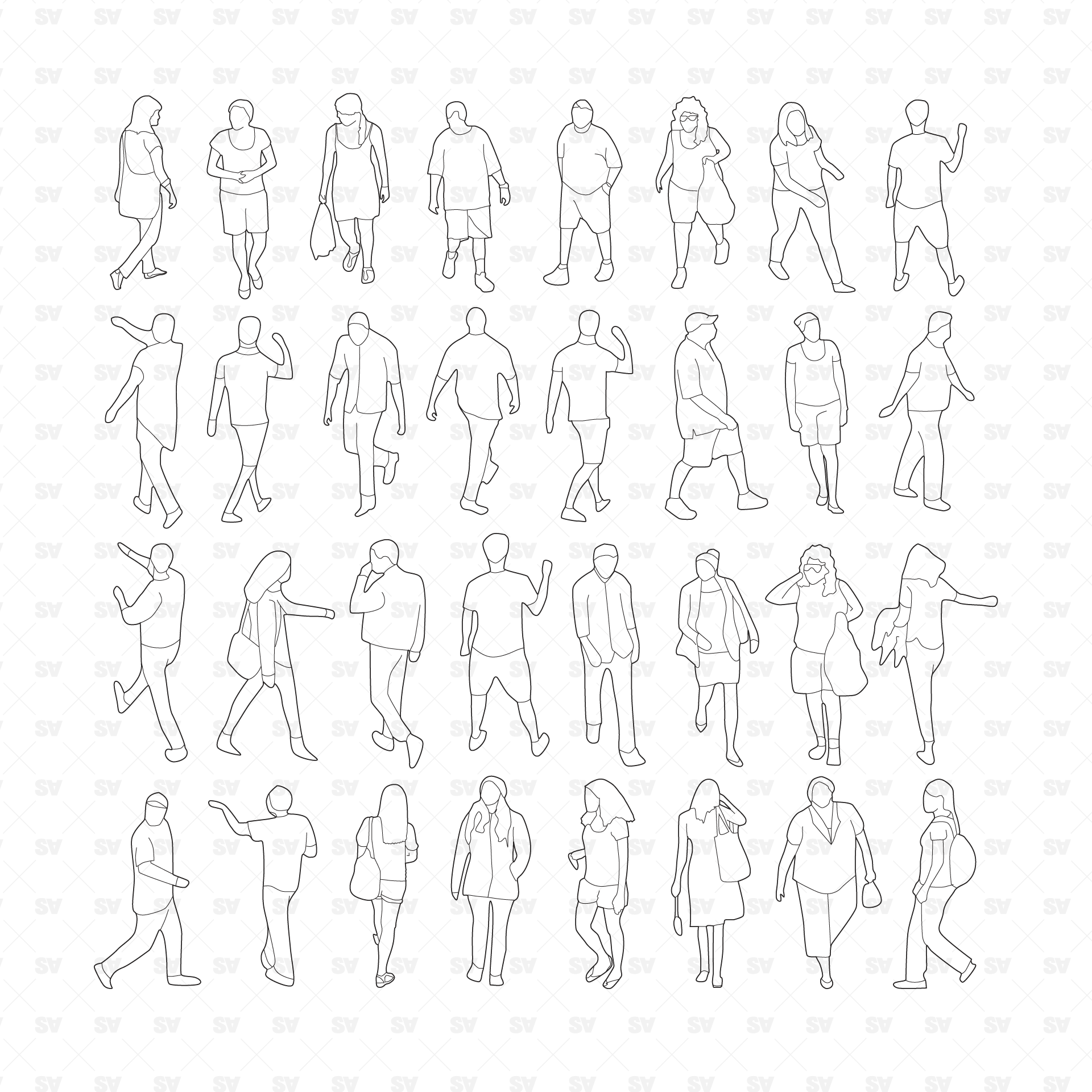 Vector & PNG Human Figure Outlines - 32 Pack – Studio Alternativi