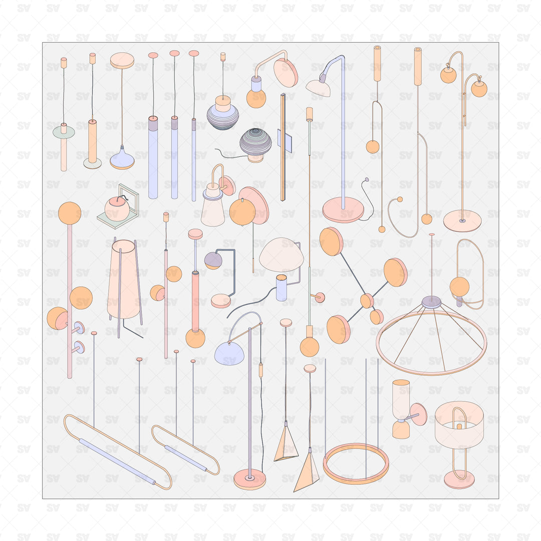 Isometric Lamps | Architecture | AI PNG | Studio Alternativi