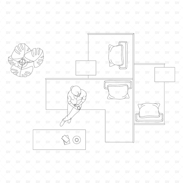 Living Room and Lounge Furniture in Top View