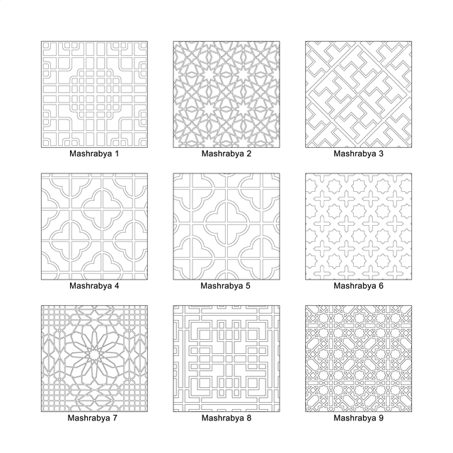 Illustrator Pattern Library - Mashrabiya/ Lattice Screen Patterns