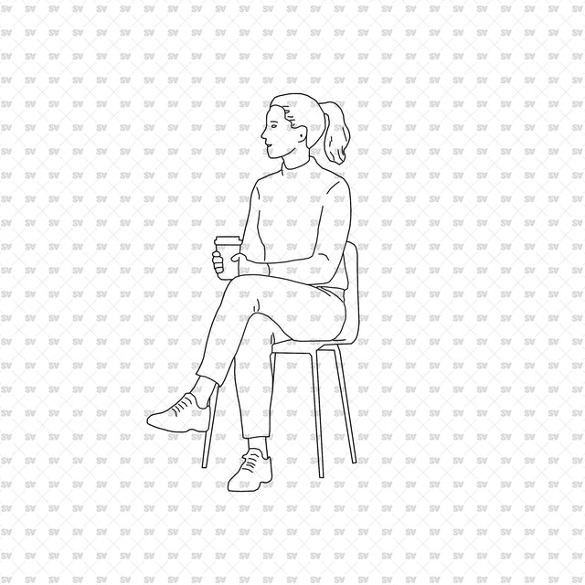 Seated person 01 with a seat, from the ArchiCAD, Illustrator and PNG collection
