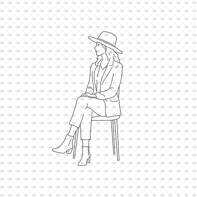 Seated person 02 with a seat, from the ArchiCAD, Illustrator and PNG collection