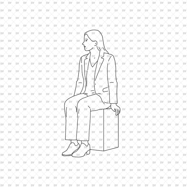 Seated person 03 with a seat, from the ArchiCAD, Illustrator and PNG collection