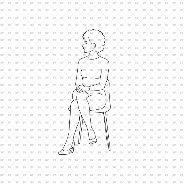 Seated person 04 with a seat, from the ArchiCAD, Illustrator and PNG collection
