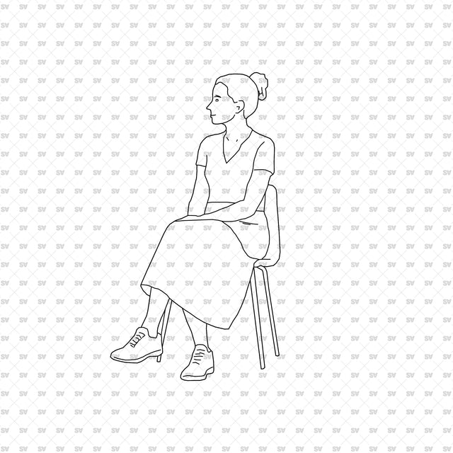 Seated person 05 with a seat, from the ArchiCAD, Illustrator and PNG collection