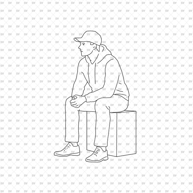 Seated person 06 with a seat, from the ArchiCAD, Illustrator and PNG collection