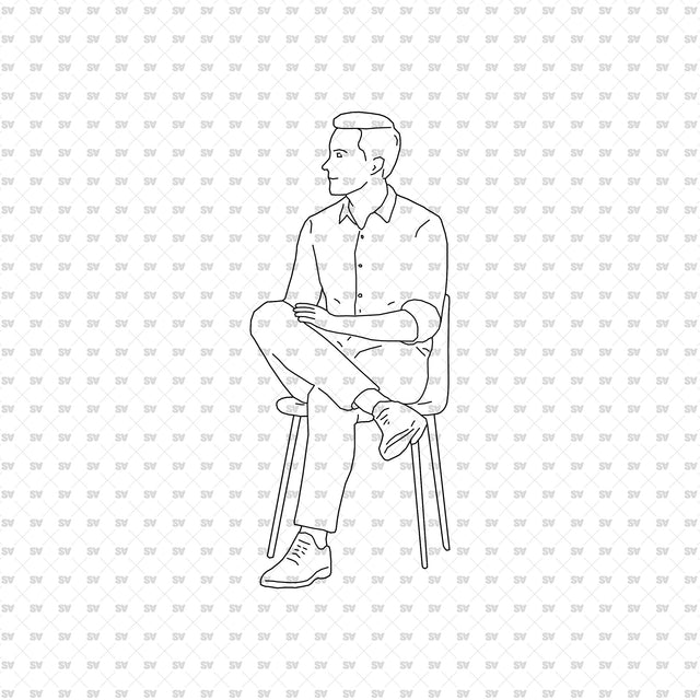 Seated person 07 with a seat, from the ArchiCAD, Illustrator and PNG collection