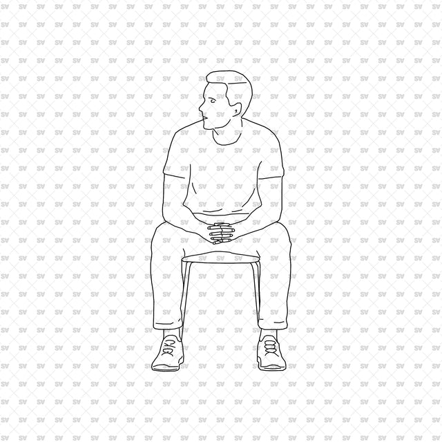 Seated person 08 with a seat, from the ArchiCAD, Illustrator and PNG collection