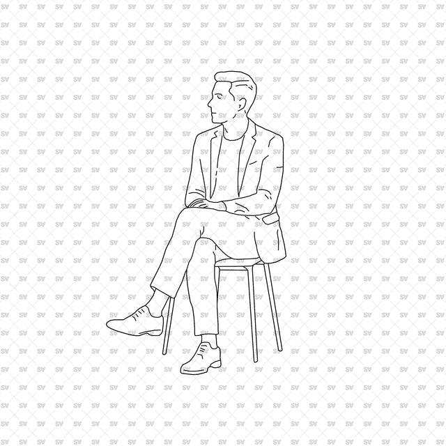 Seated person 09 with a seat, from the ArchiCAD, Illustrator and PNG collection