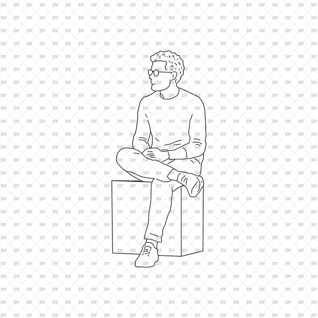 Seated person 10 with a seat, from the ArchiCAD, Illustrator and PNG collection