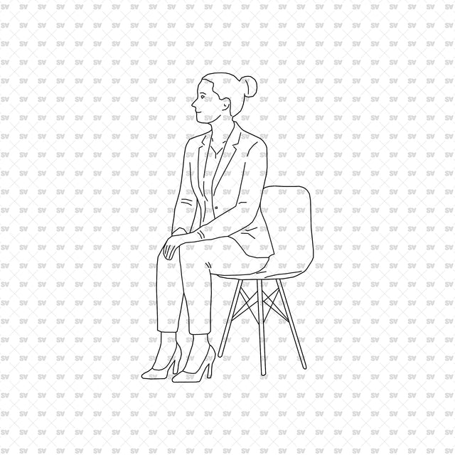 Seated person 11 with a seat, from the ArchiCAD, Illustrator and PNG collection