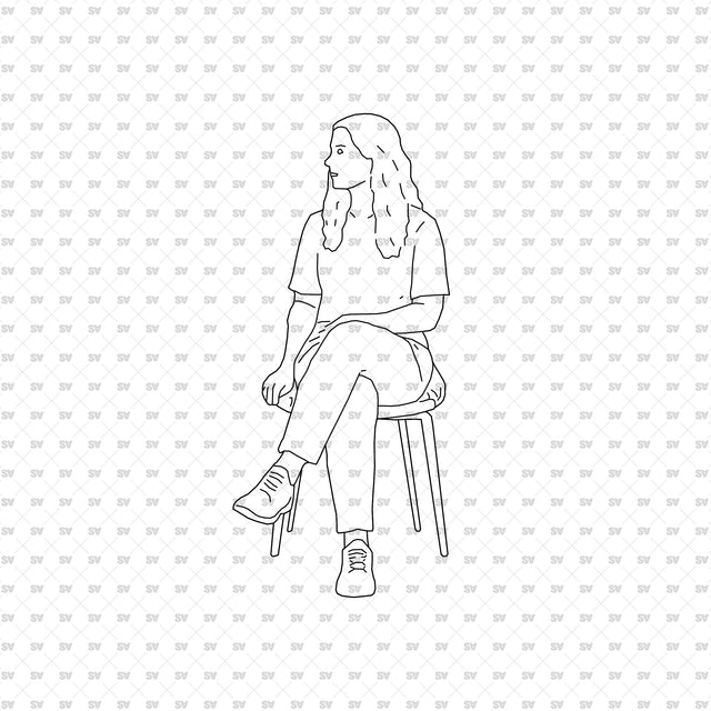 Seated person 12 with a seat, from the ArchiCAD, Illustrator and PNG collection