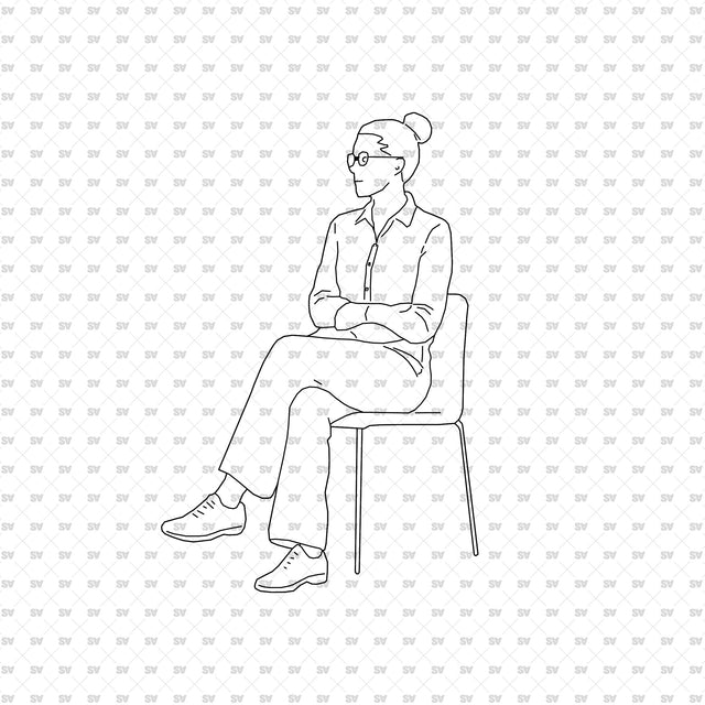Seated person 13 with a seat, from the ArchiCAD, Illustrator and PNG collection