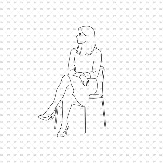 Seated person 14 with a seat, from the ArchiCAD, Illustrator and PNG collection