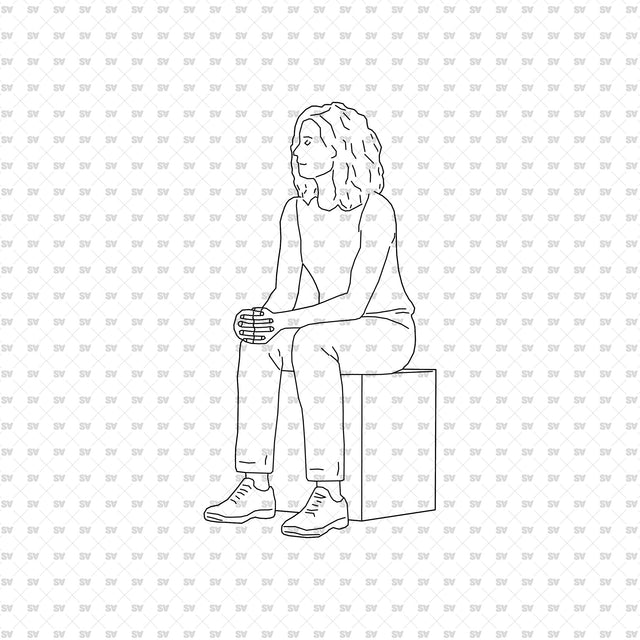 Seated person 15 with a seat, from the ArchiCAD, Illustrator and PNG collection