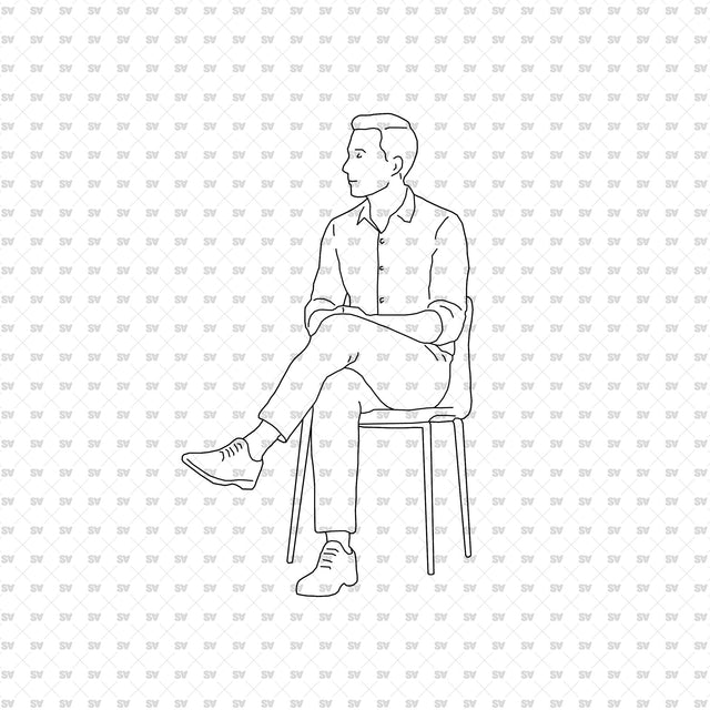 Seated person 16 with a seat, from the ArchiCAD, Illustrator and PNG collection