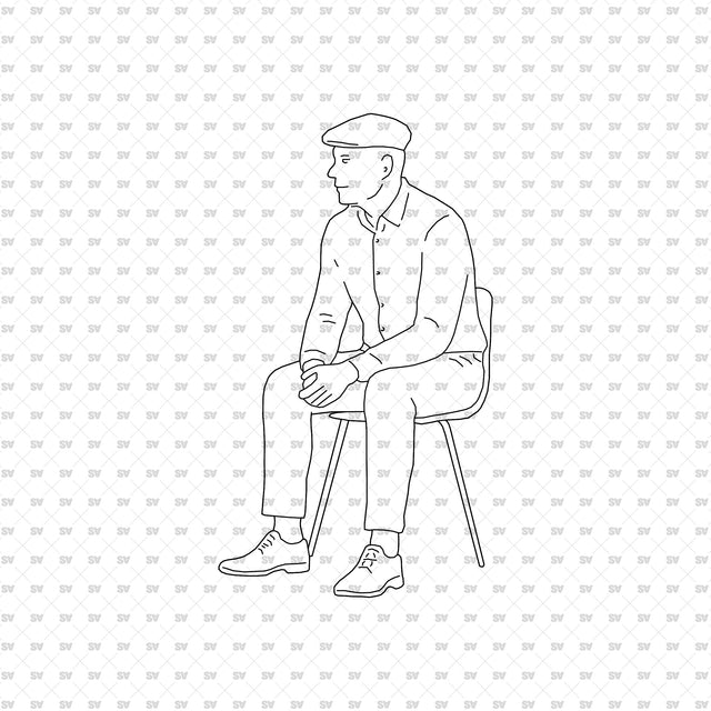 Seated person 17 with a seat, from the ArchiCAD, Illustrator and PNG collection
