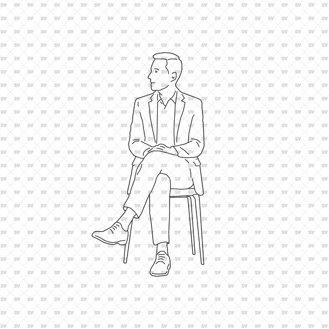 Seated person 18 with a seat, from the ArchiCAD, Illustrator and PNG collection