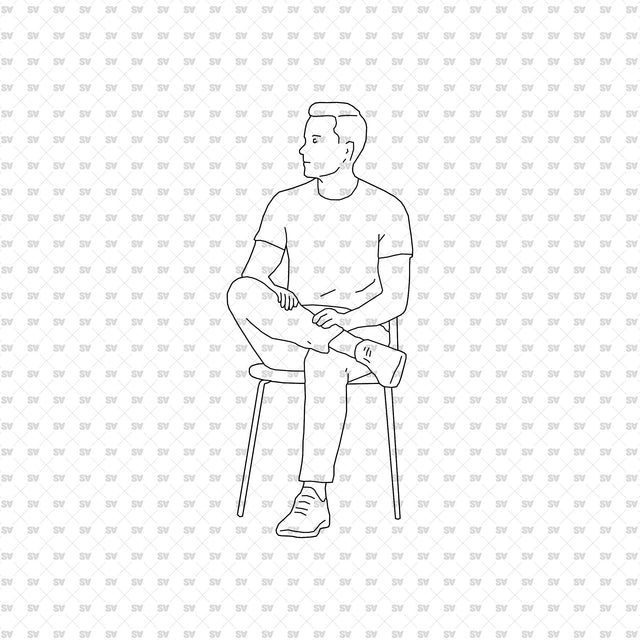 Seated person 20 with a seat, from the ArchiCAD, Illustrator and PNG collection
