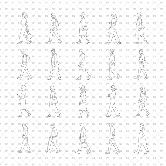 ArchiCAD Vector PNG People Walking in Side View