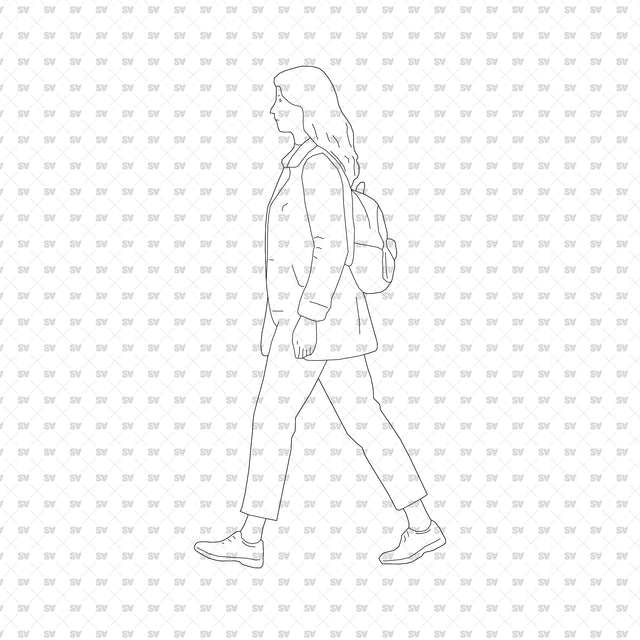 ArchiCAD Vector PNG People Walking in Side View