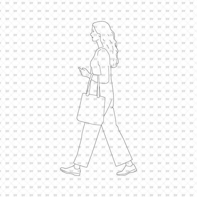 ArchiCAD Vector PNG People Walking in Side View