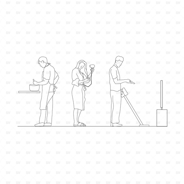 CAD Vector PNG People at Home