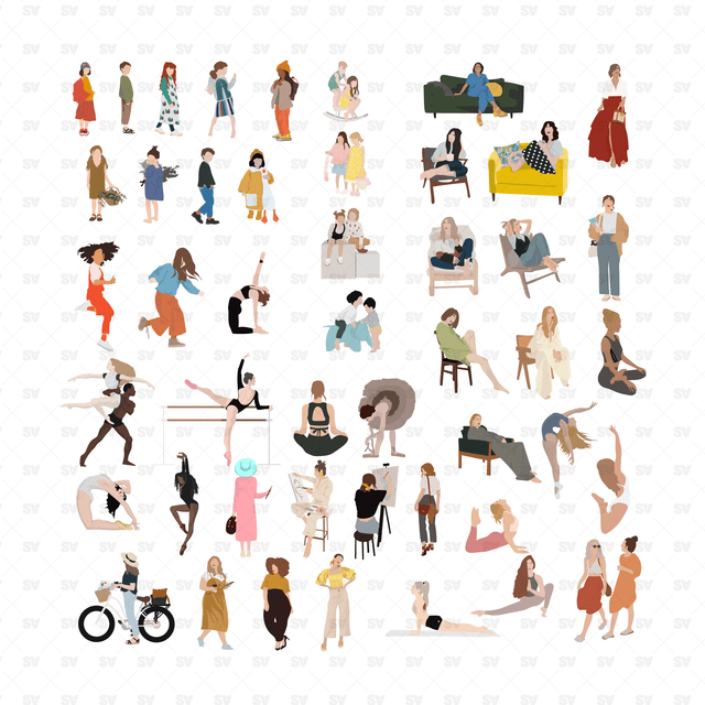 Vector, PNG Active People (47 characters)