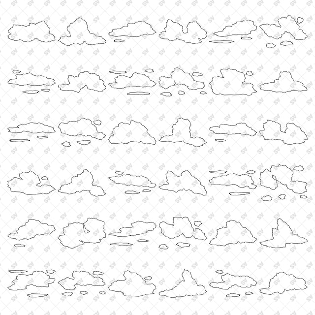 36 architectural cloud silhouettes in CAD, SVG and transparent PNG