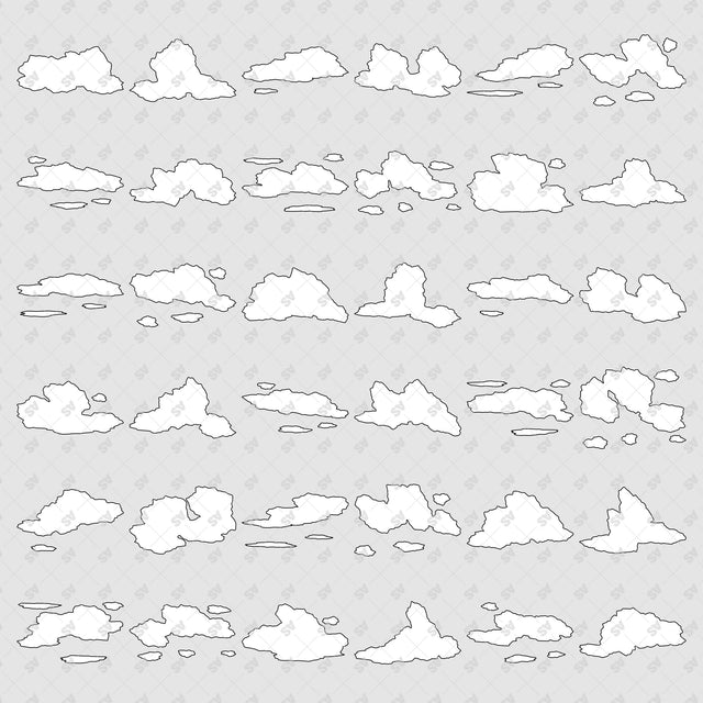 36 architectural clouds, catalogue light gray background