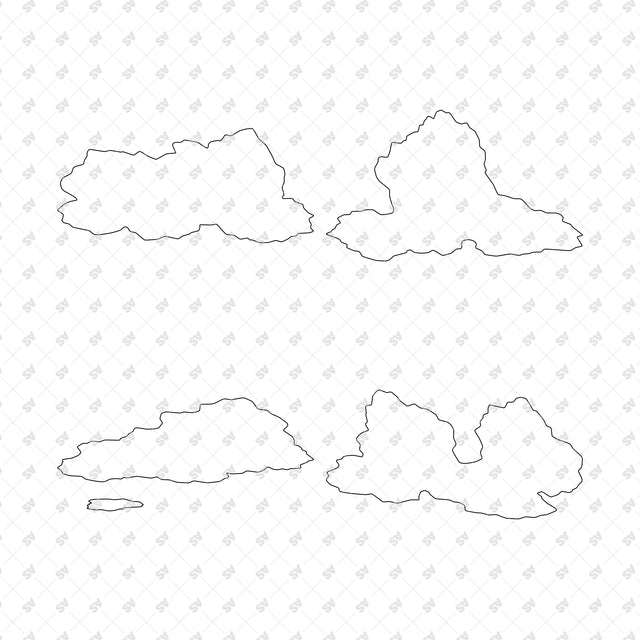 Architectural cloud silhouettes 1 to 4, outline detail