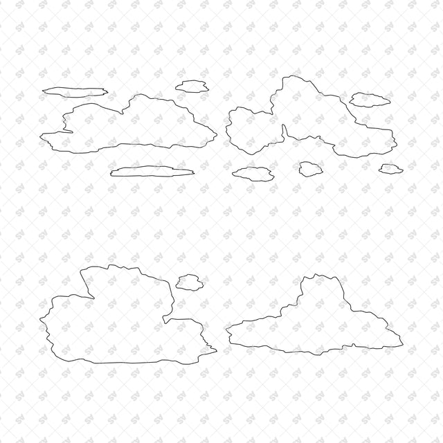 Architectural cloud silhouettes 9 to 12, outline detail