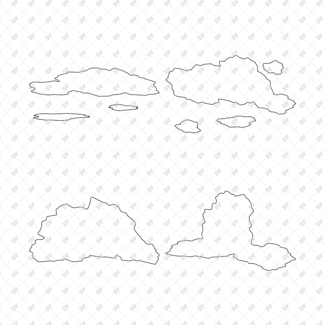 Architectural cloud silhouettes 13 to 16, outline detail
