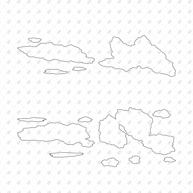 Architectural cloud silhouettes 21 to 24, outline detail