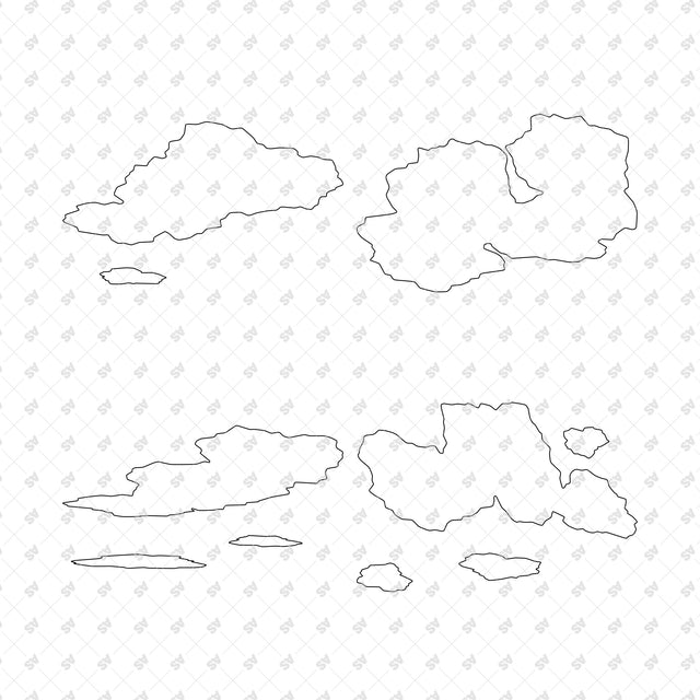 Architectural cloud silhouettes 25 to 28, outline detail