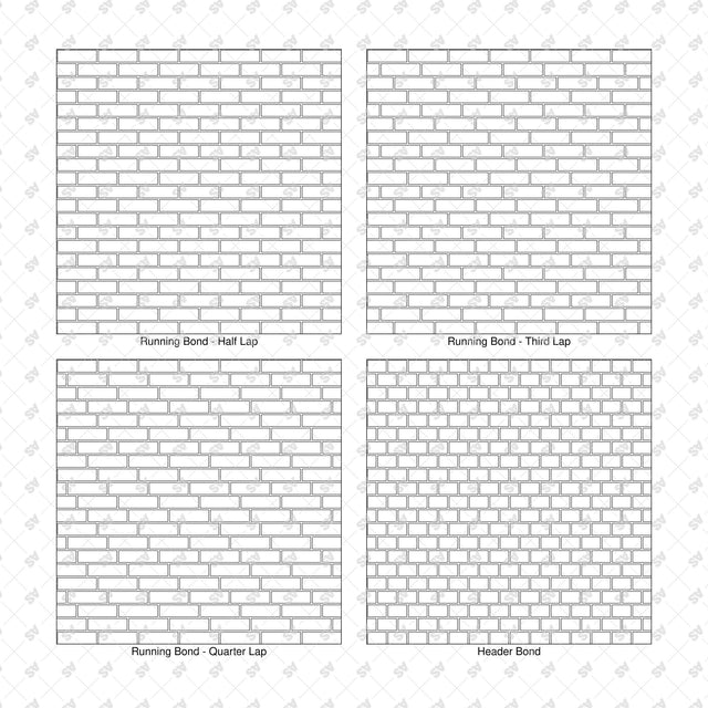Illustrator Pattern Library - Brick Bonds - 16 Vector Swatches