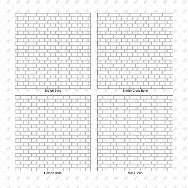Illustrator Pattern Library - Brick Bonds - 16 Vector Swatches